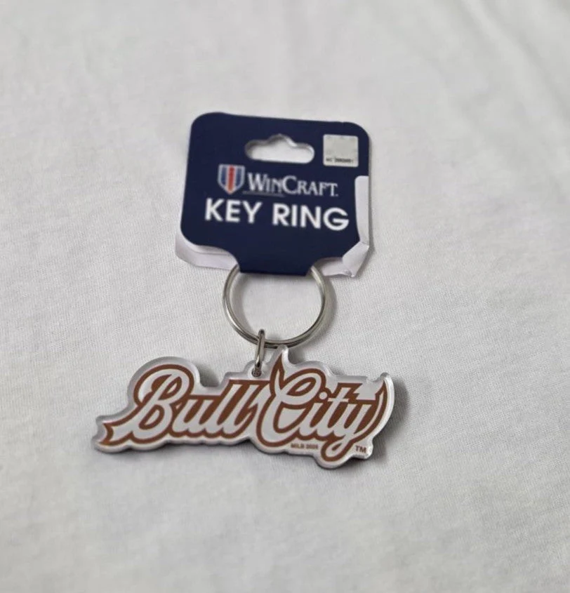 Durham Bulls Acrylic Bull City Keychain