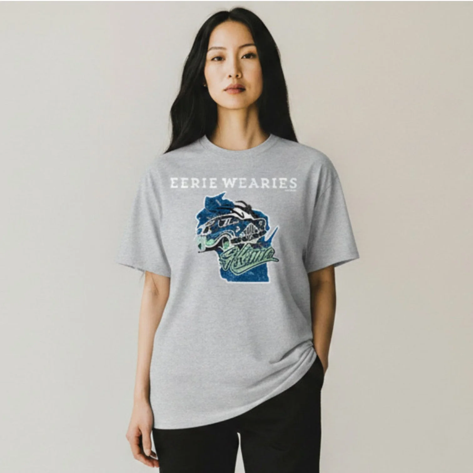 Eerie Wearies Grey Wisconsin Home State T-Shirt - Image 3