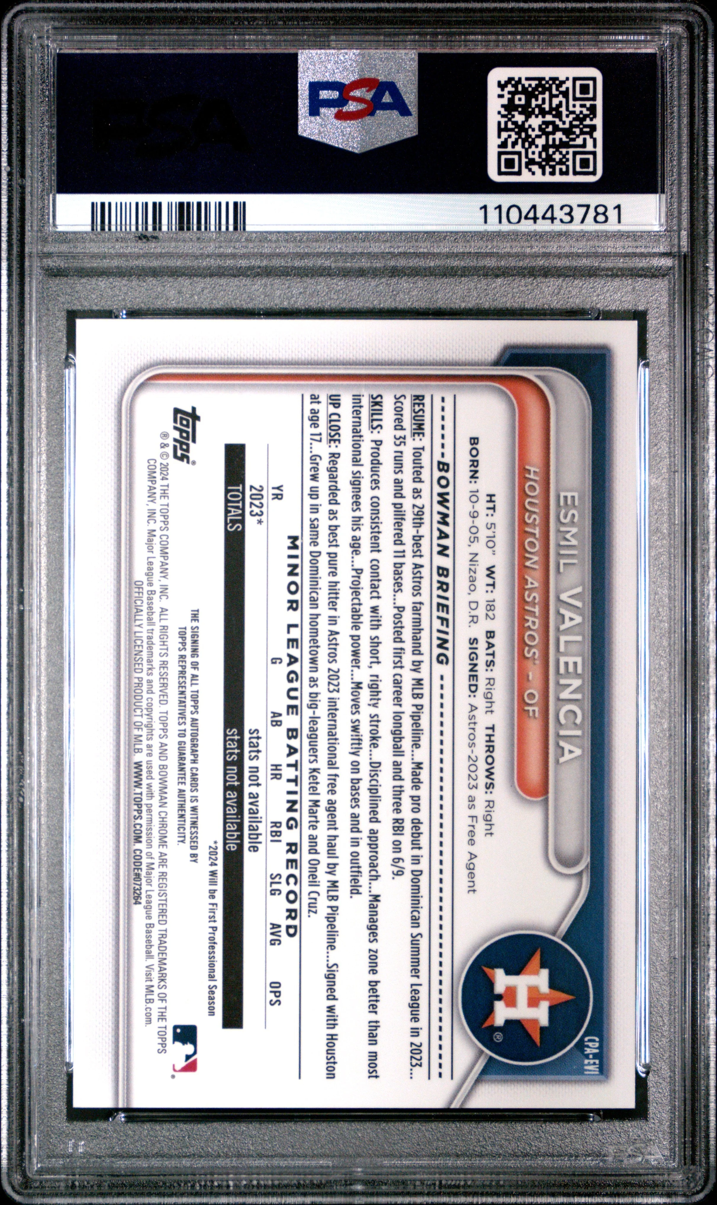 Esmil Valencia 2024 Bowman Chrome Prospect Auto # - Image 2