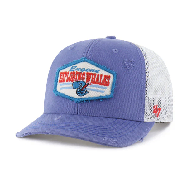 Eugene Emeralds Exploding Whales '47 Brand Thrift Blue Salvage Trucker Cap
