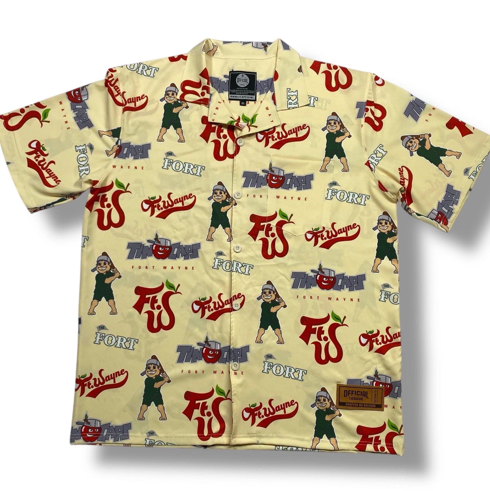 Fort Wayne TinCaps 2025 Cream Hawaiian Shirt