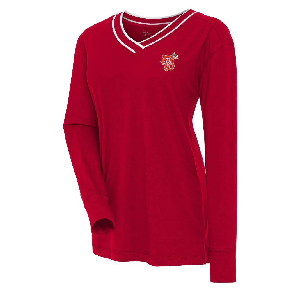 Fort Wayne TinCaps Symbolic Dark Red Ladies V Neck LS