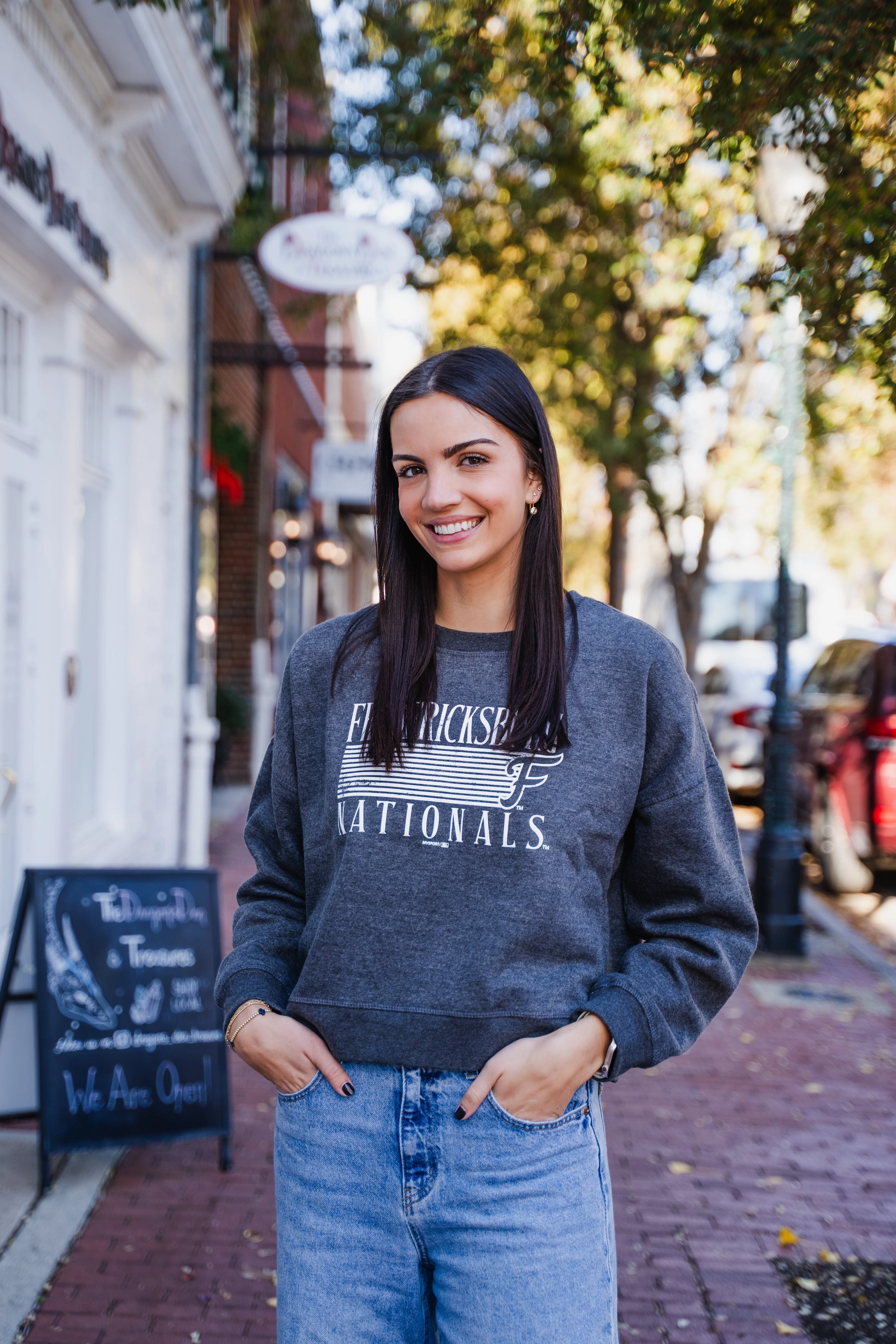 Women's MV Grey Cropped Crewneck - Image 2