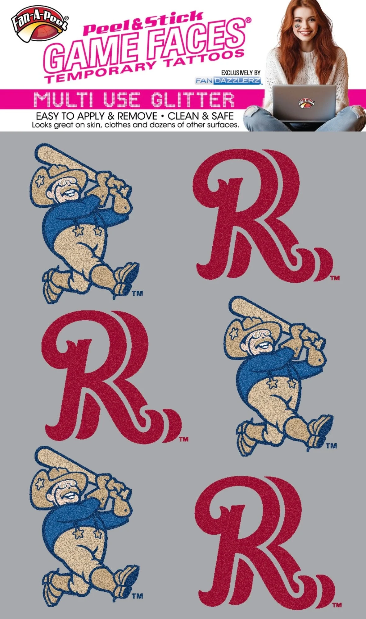 Frisco RoughRiders Multi-use Glitter Tattoos/Stickers