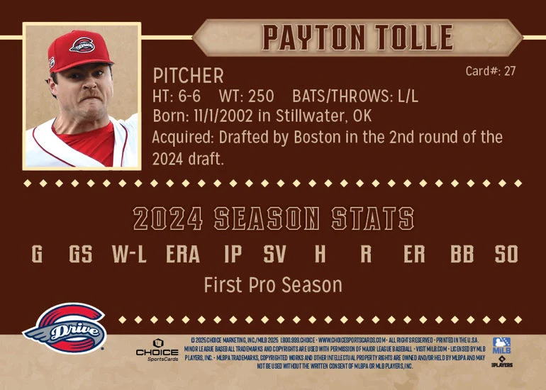 Greenville Drive 2025 Team Baseball Card Set - Image 3