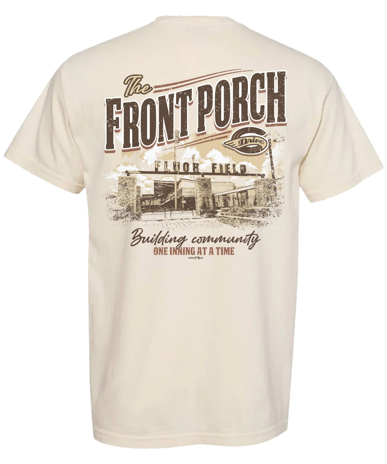 Greenville Drive GoTeez Creme Comfort Colors Front Porch Tee