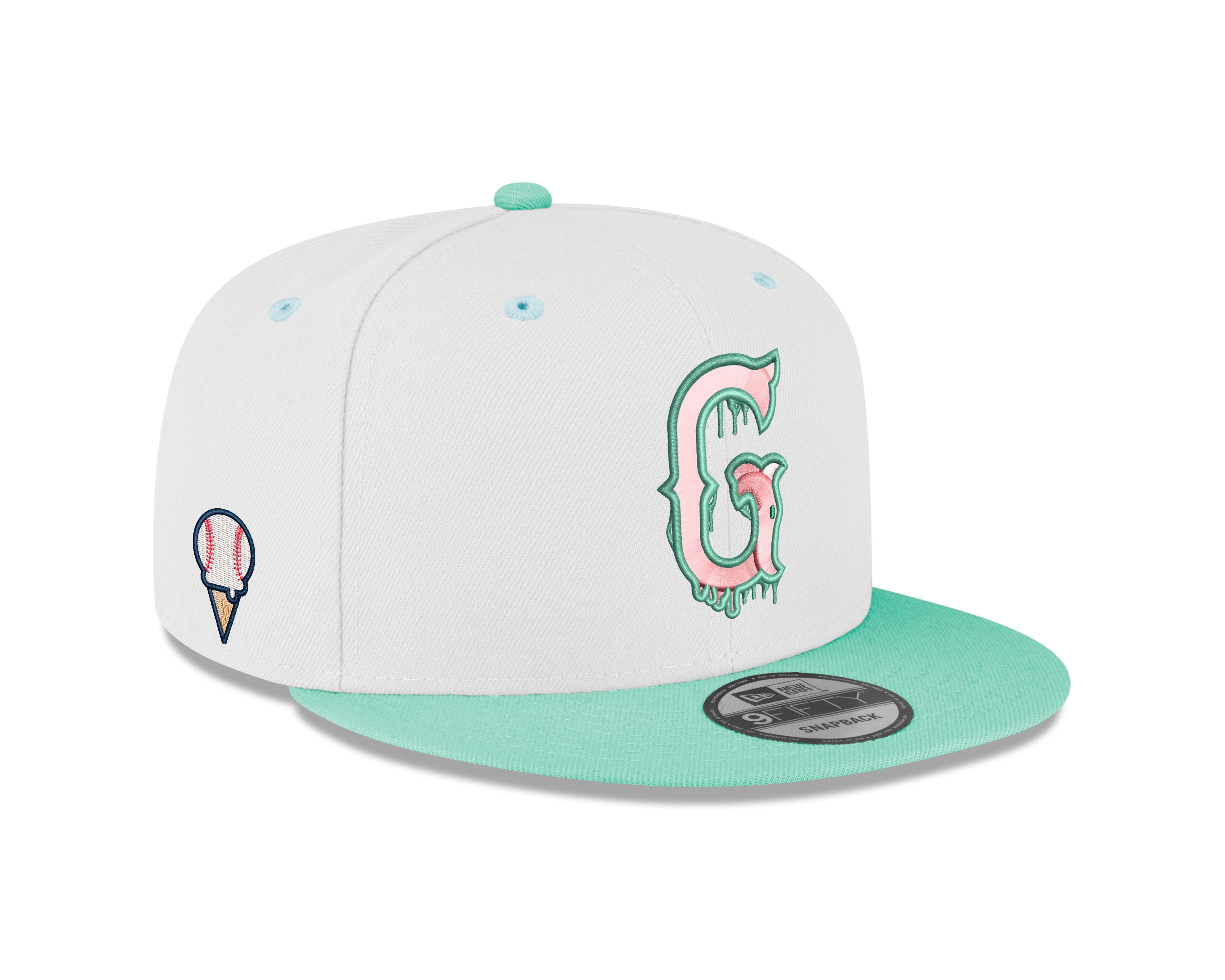Greenville Drive New Era White/Teal 9FIFTY Drip Hat - Image 2