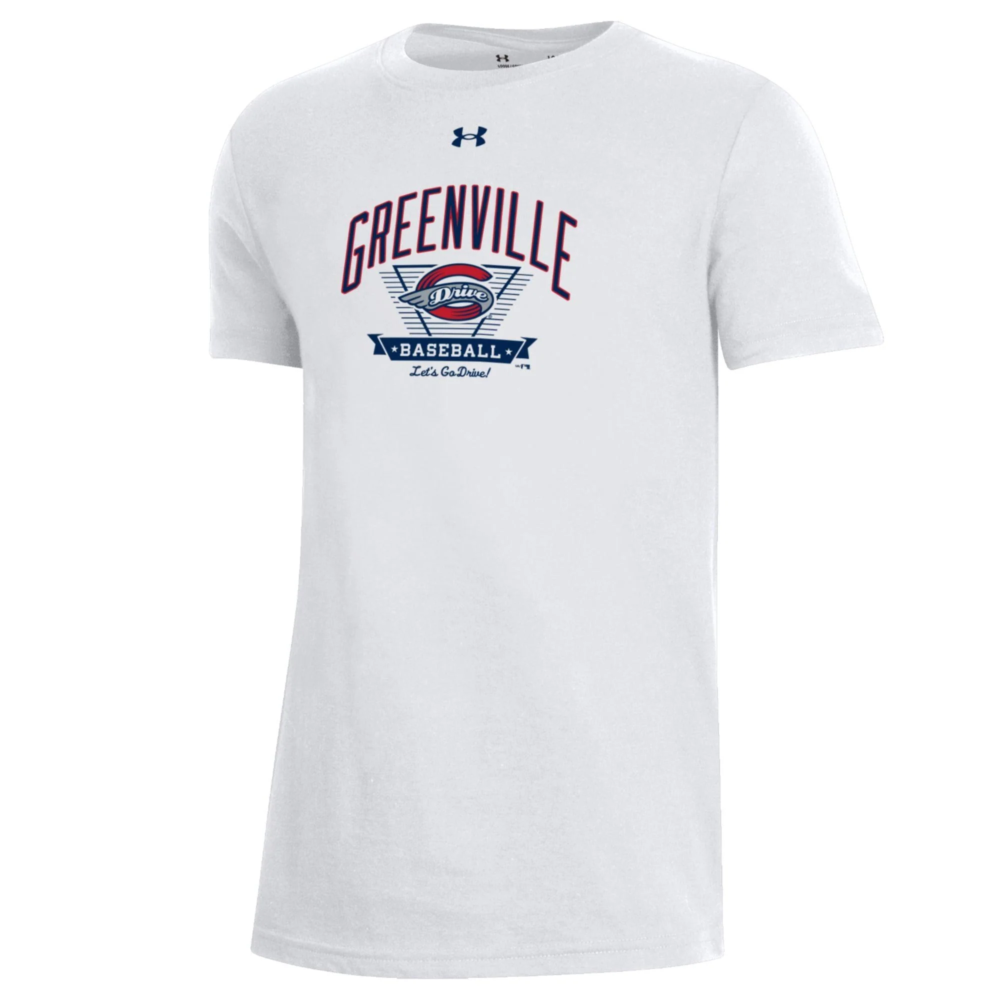 Greenville Drive Under Armour Youth White Performance Cotton Tee