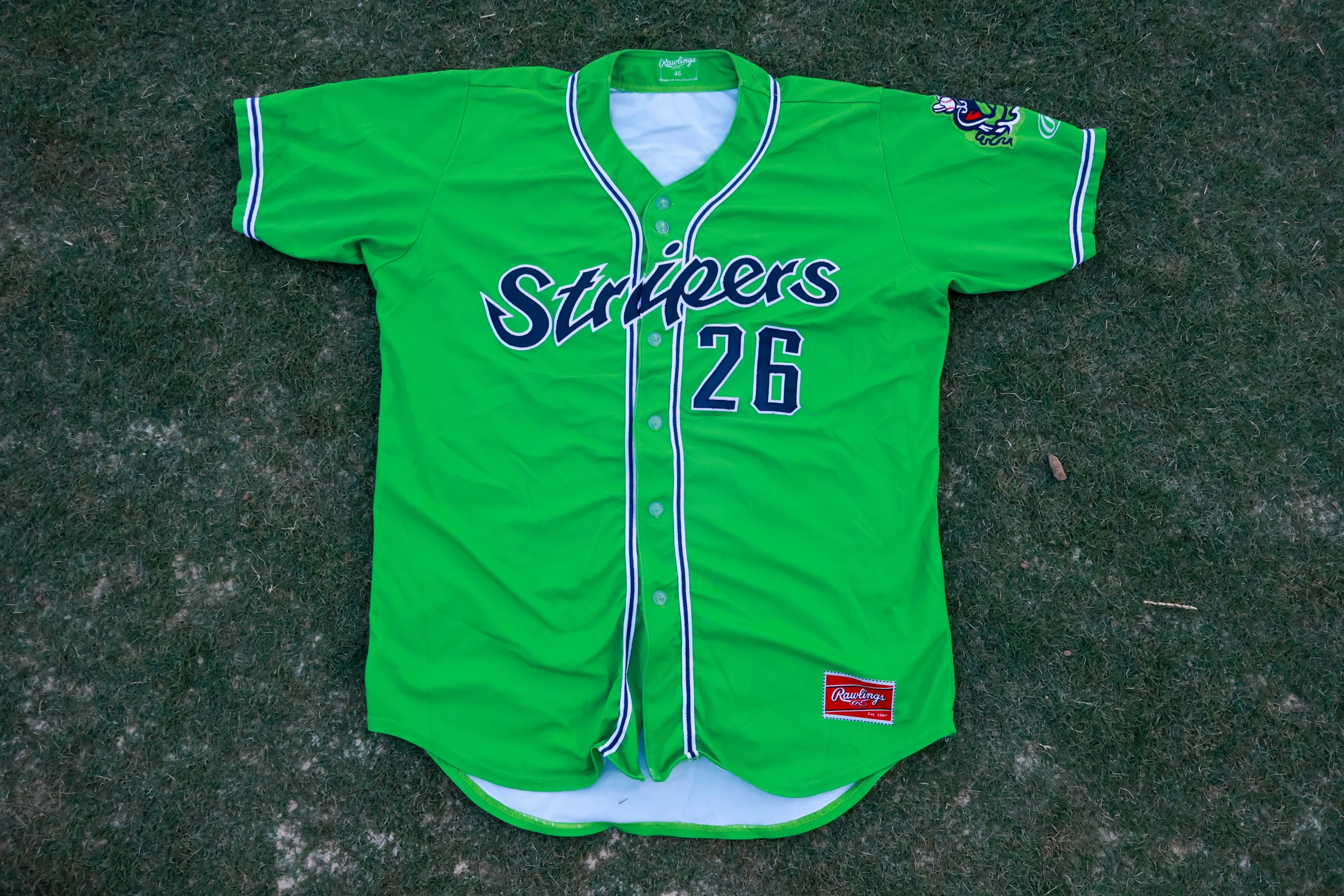 Gwinnett Stripers Game Used Green Jersey sz.44