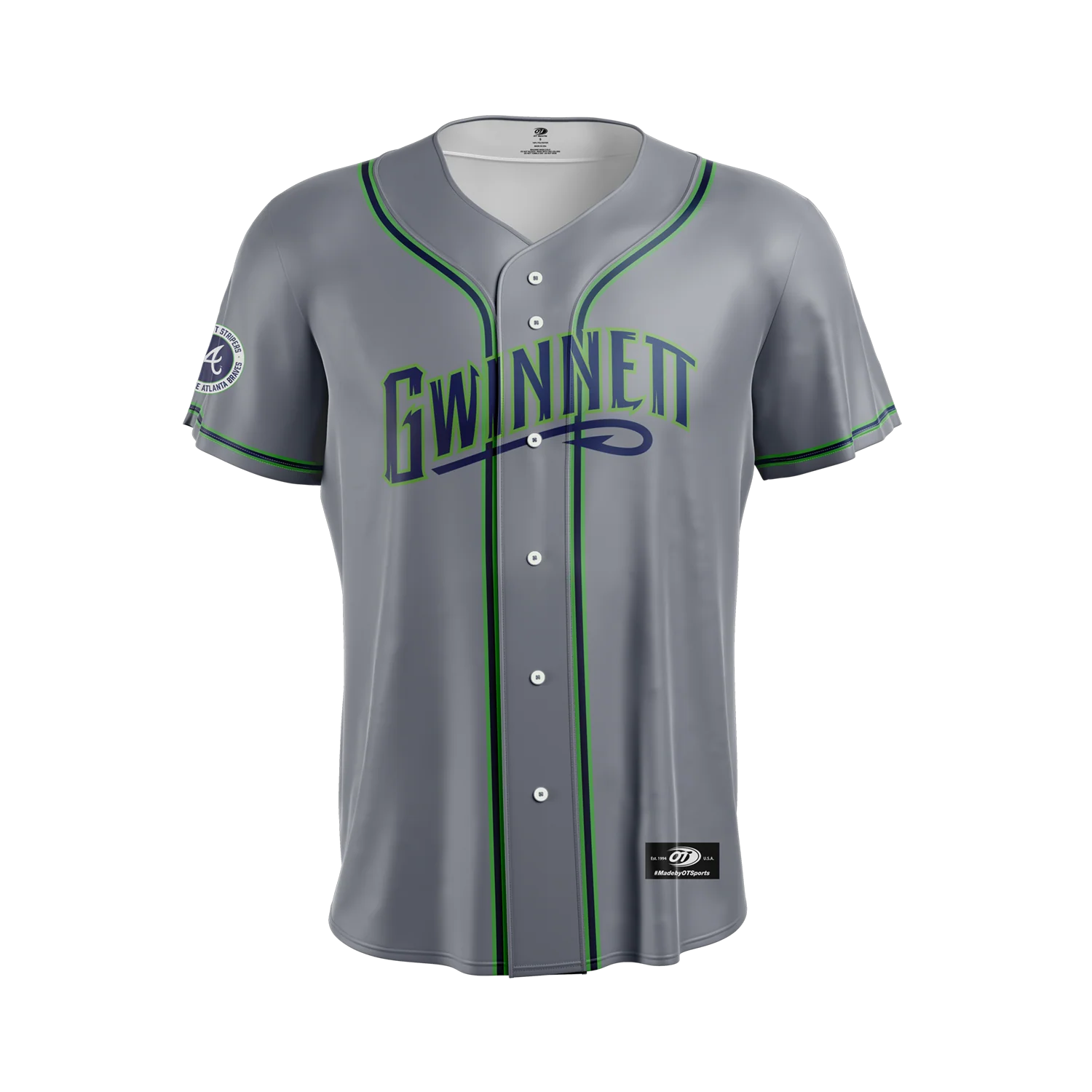 Gwinnett Stripers OT Sports Replica Road  Jersey- Grey