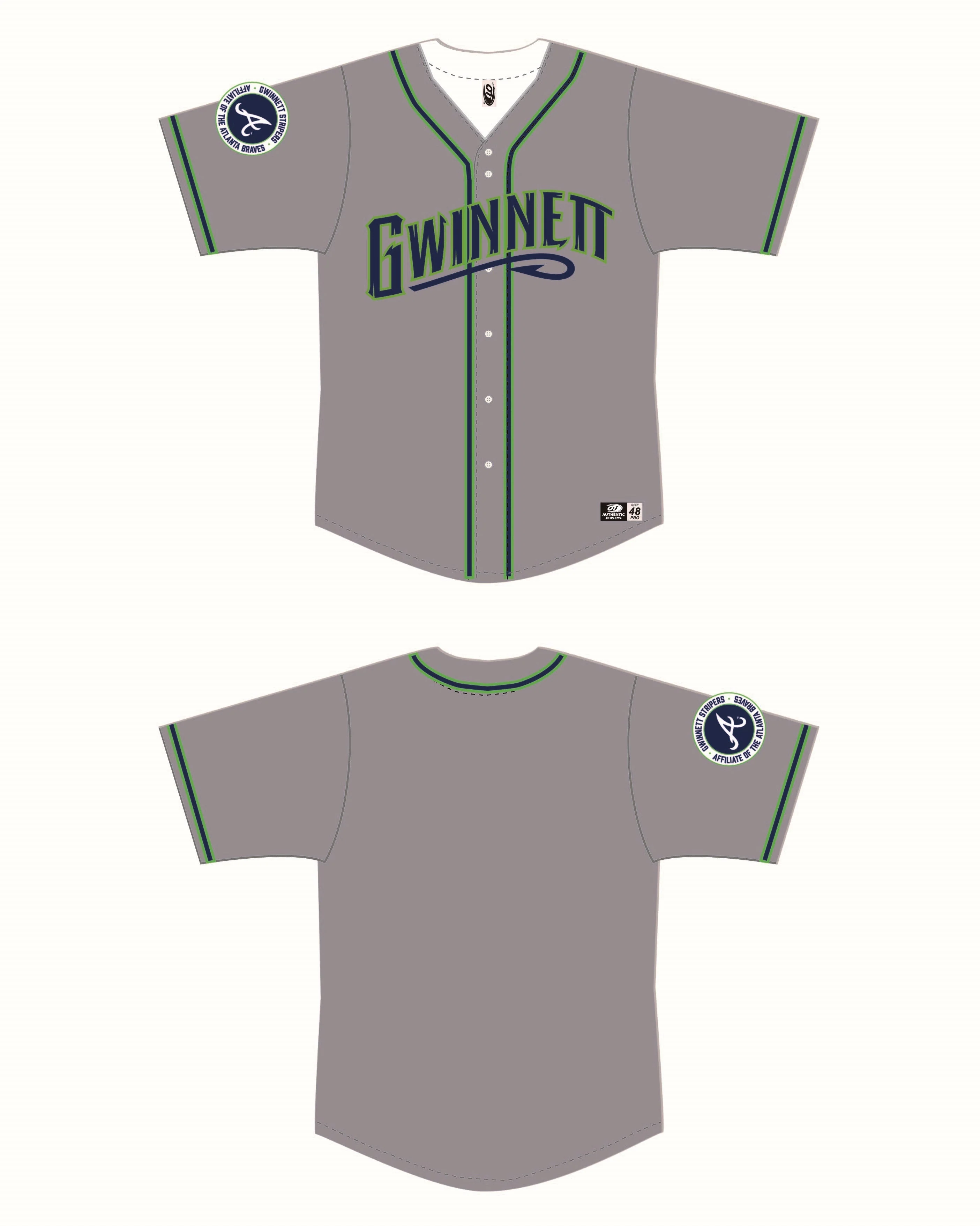Gwinnett Stripers OT Sports Replica Road  Jersey- Grey - Image 2