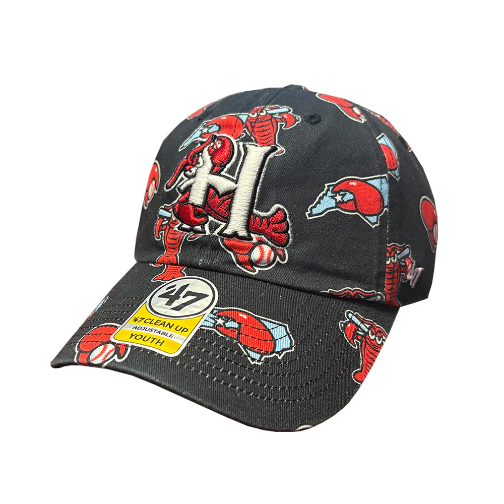 Hickory Crawdads '47 Black Cleanup Printfetti Adjustable Hat
