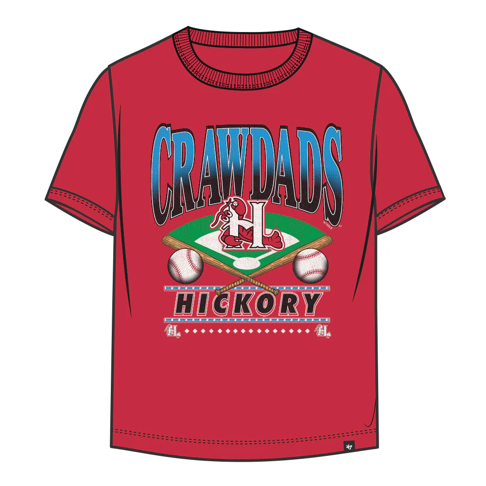 Hickory Crawdads '47 Straight Shot Red Youth Tee