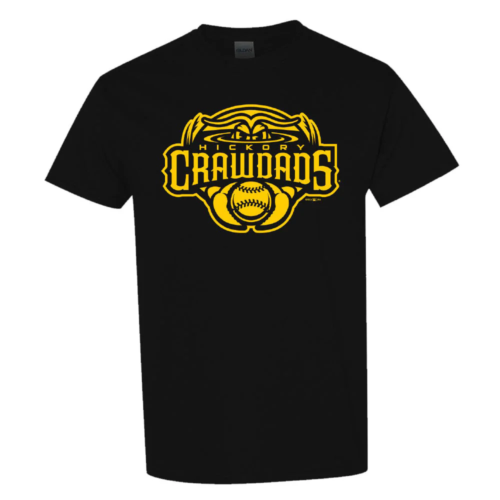 Hickory Crawdads Black & Gold Primary Tee