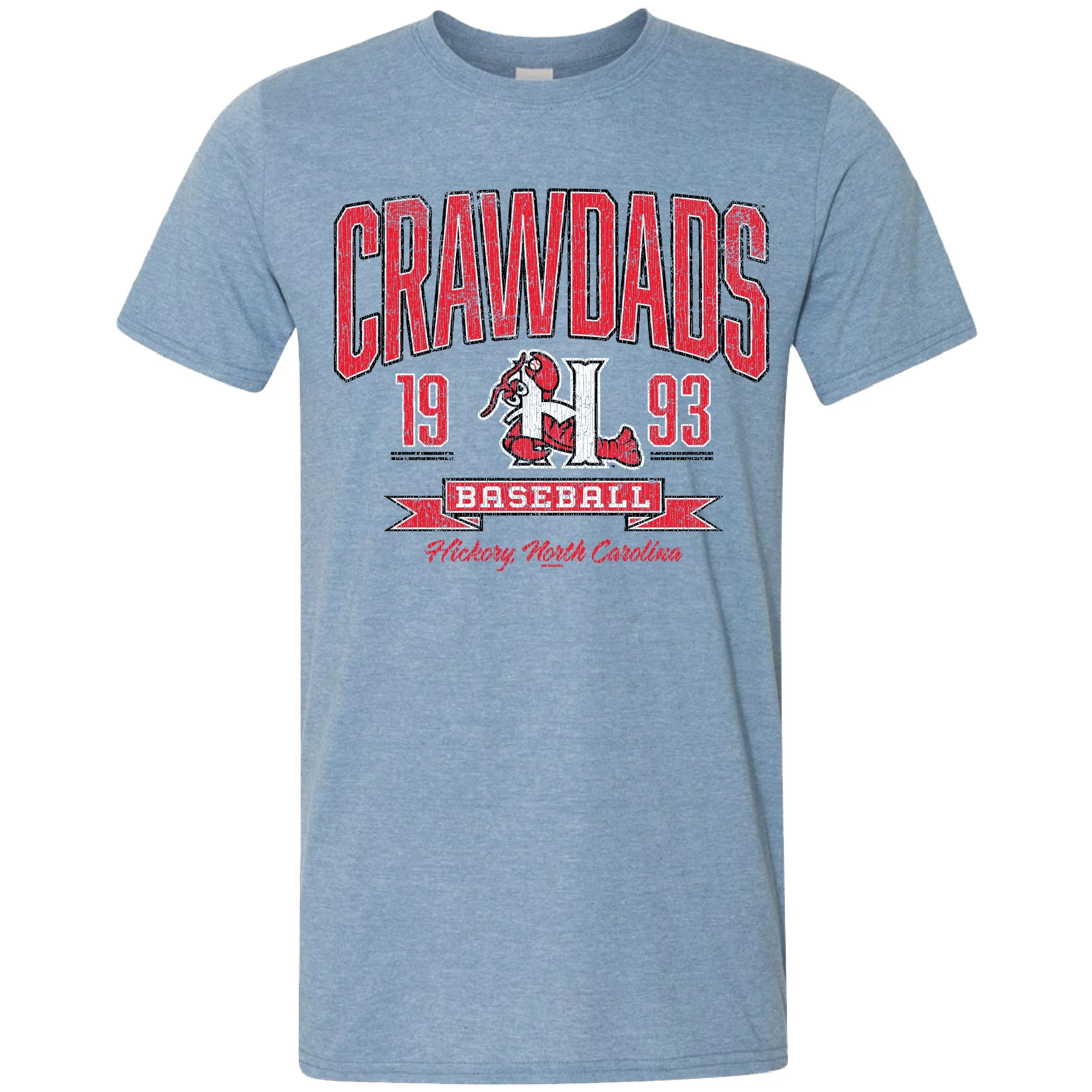 Hickory Crawdads Chucky Heather Indigo Softstyle Tee