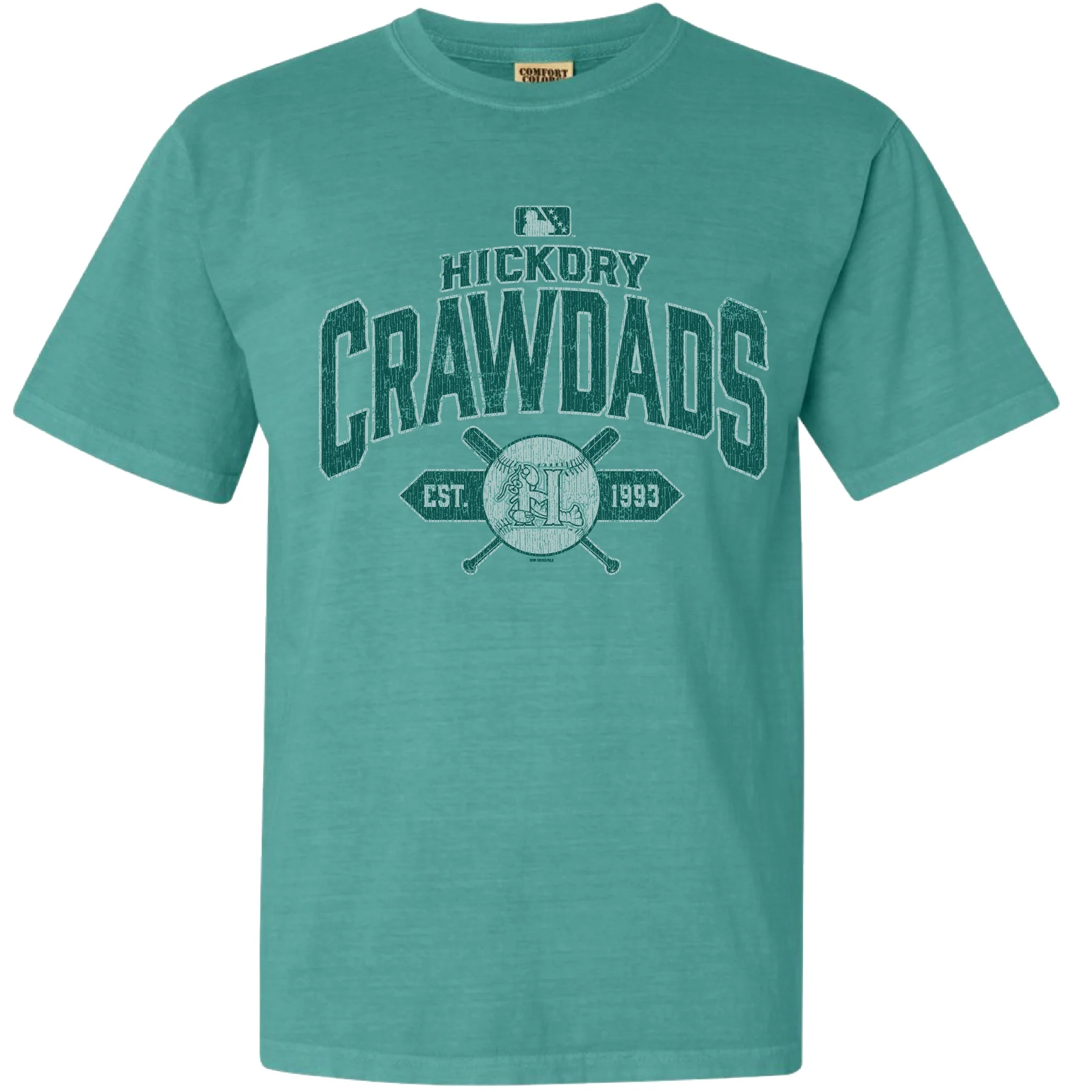 Hickory Crawdads Comfort Colors Nonesuch Seafoam Adult Tee