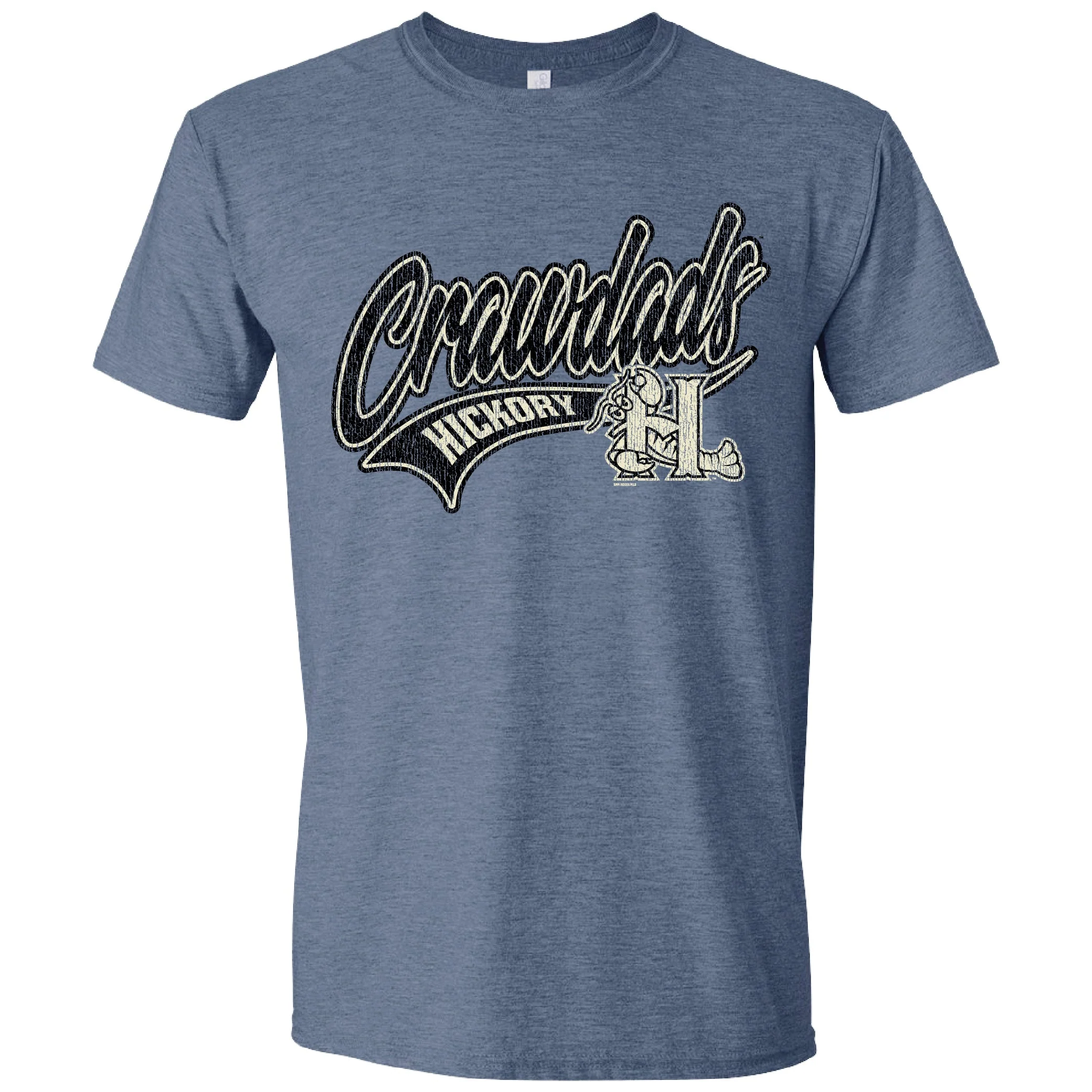 Hickory Crawdads Frazzen Heather Indigo Softstyle Tee