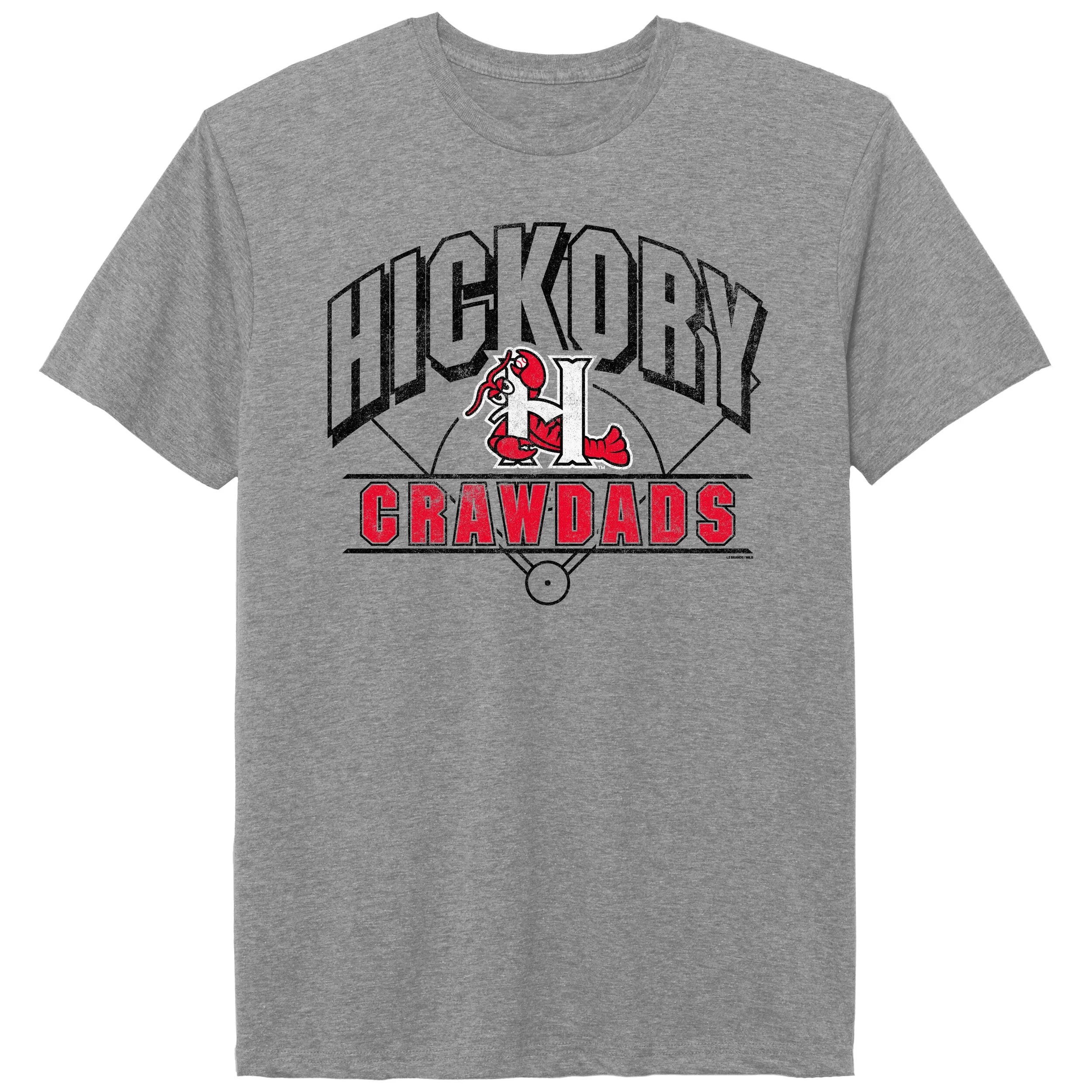 Hickory Crawdads Heritage Gray Nineties Notion Tee