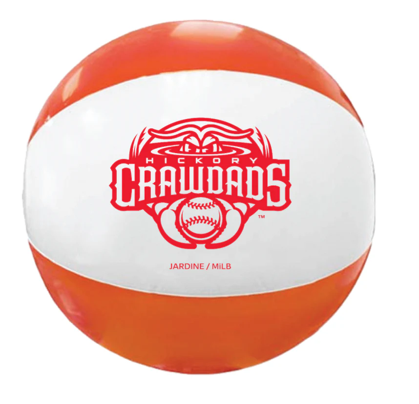 Hickory Crawdads Inflatable Orange/White Beach Ball