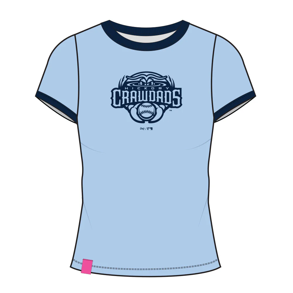 Hickory Crawdads Lusso Nora Ink/Regal Fade Red Women's Tee