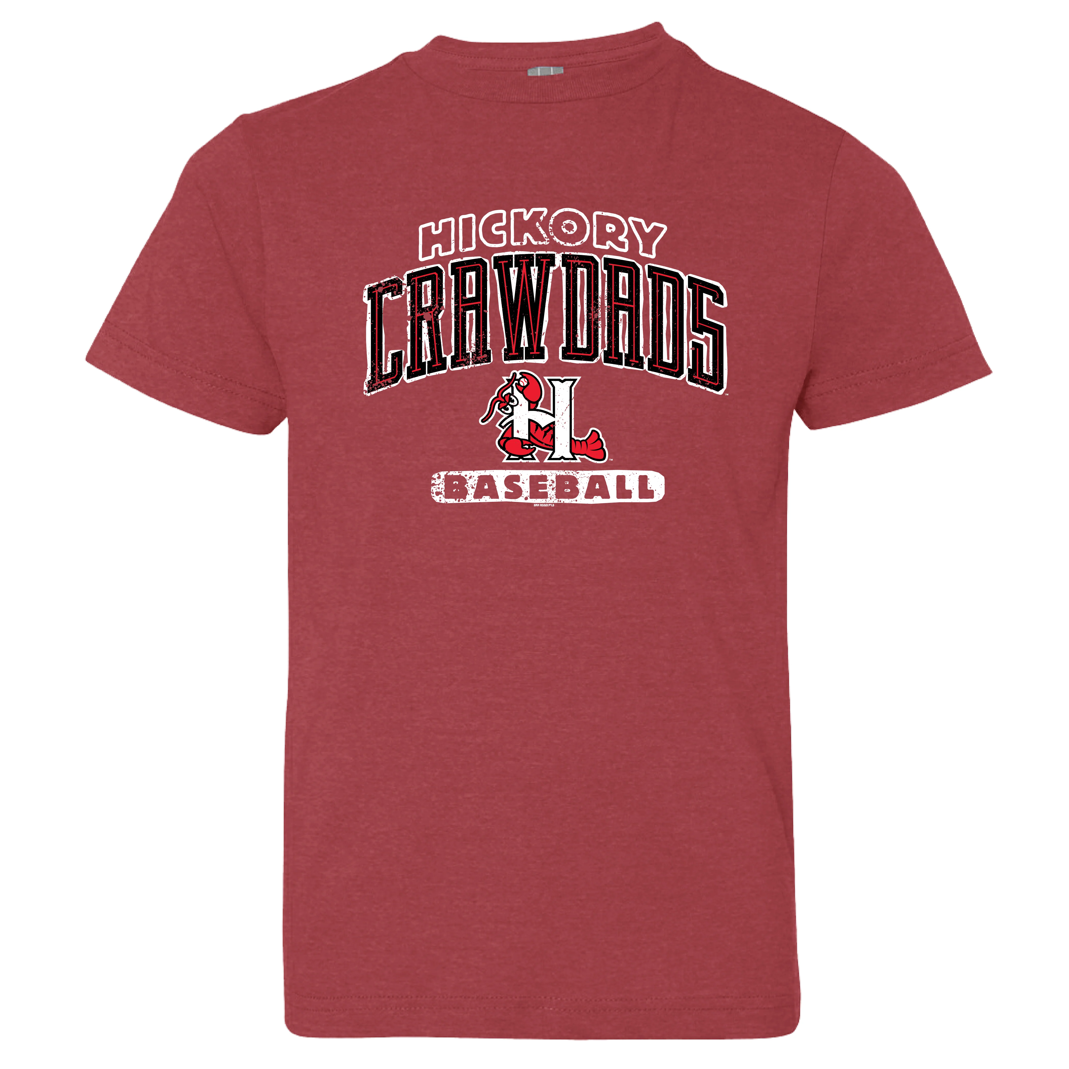 Hickory Crawdads Maskem Vintage Burgundy Tee