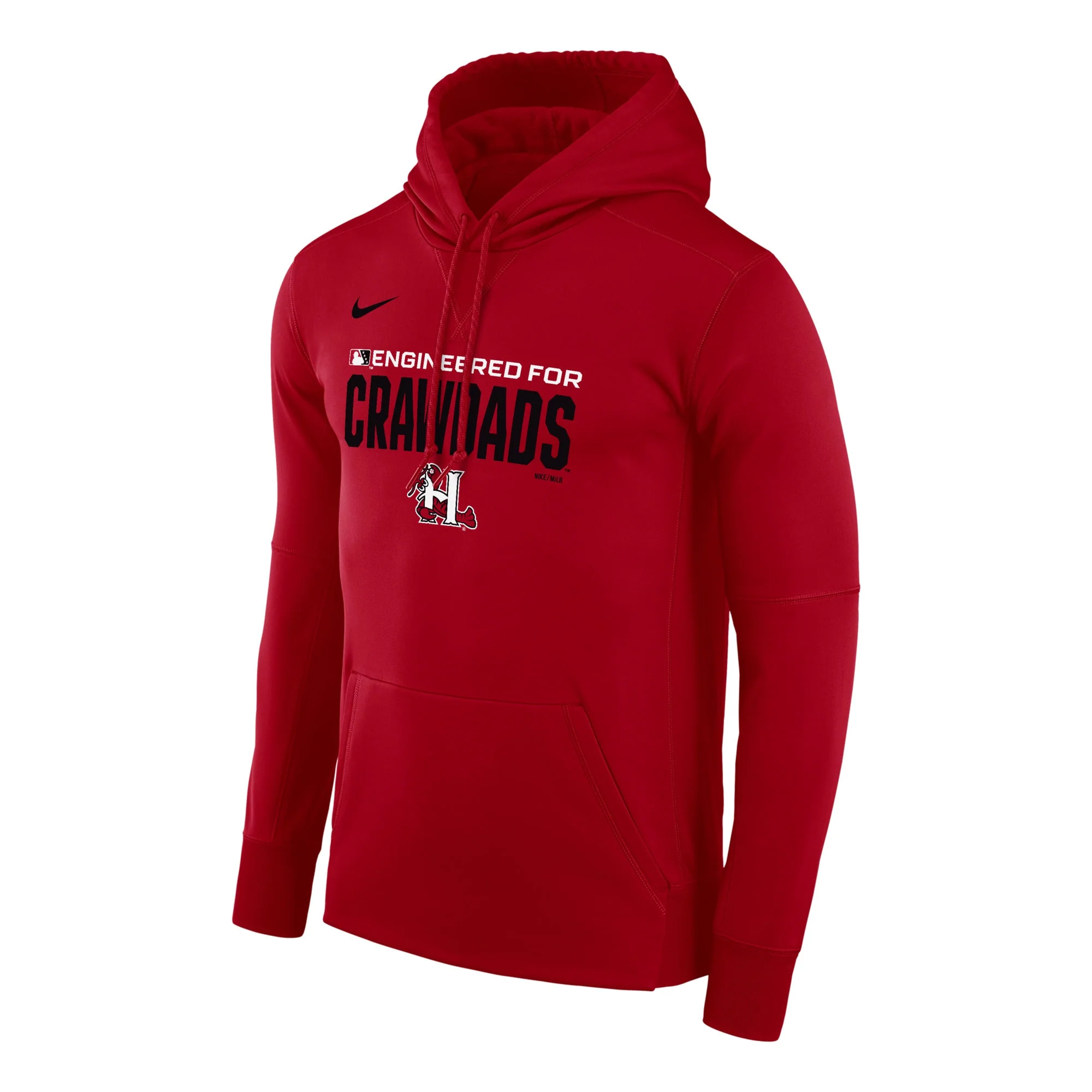 Hickory Crawdads Red Nike Therma Hooded Sweatshirt