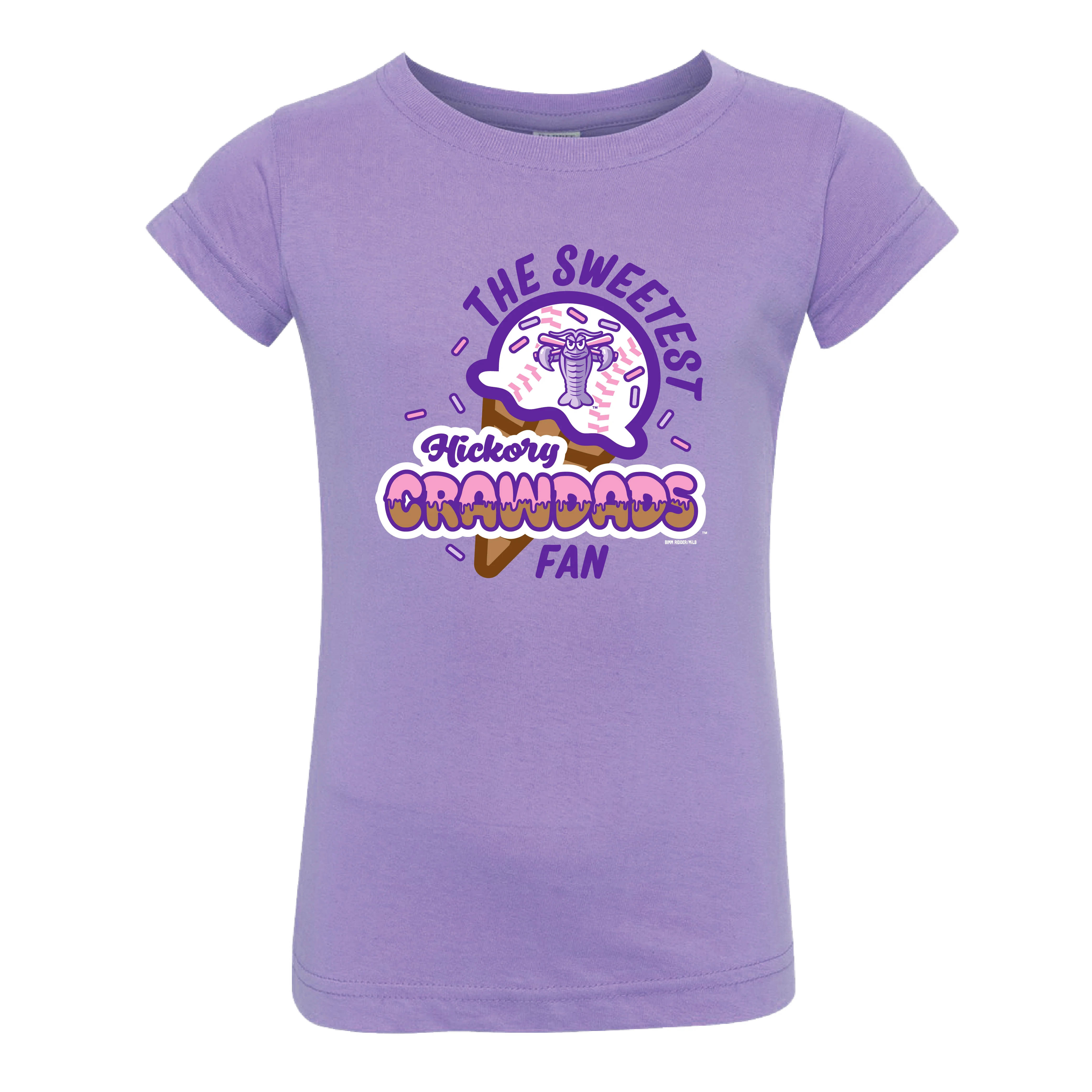 Hickory Crawdads Toddler Girls Datome Lavender Tee
