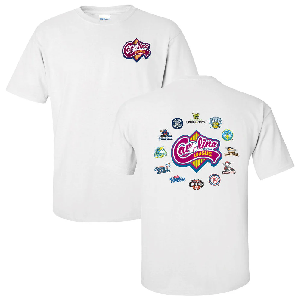 Hickory Crawdads White Carolina League Teams Cotton Tee