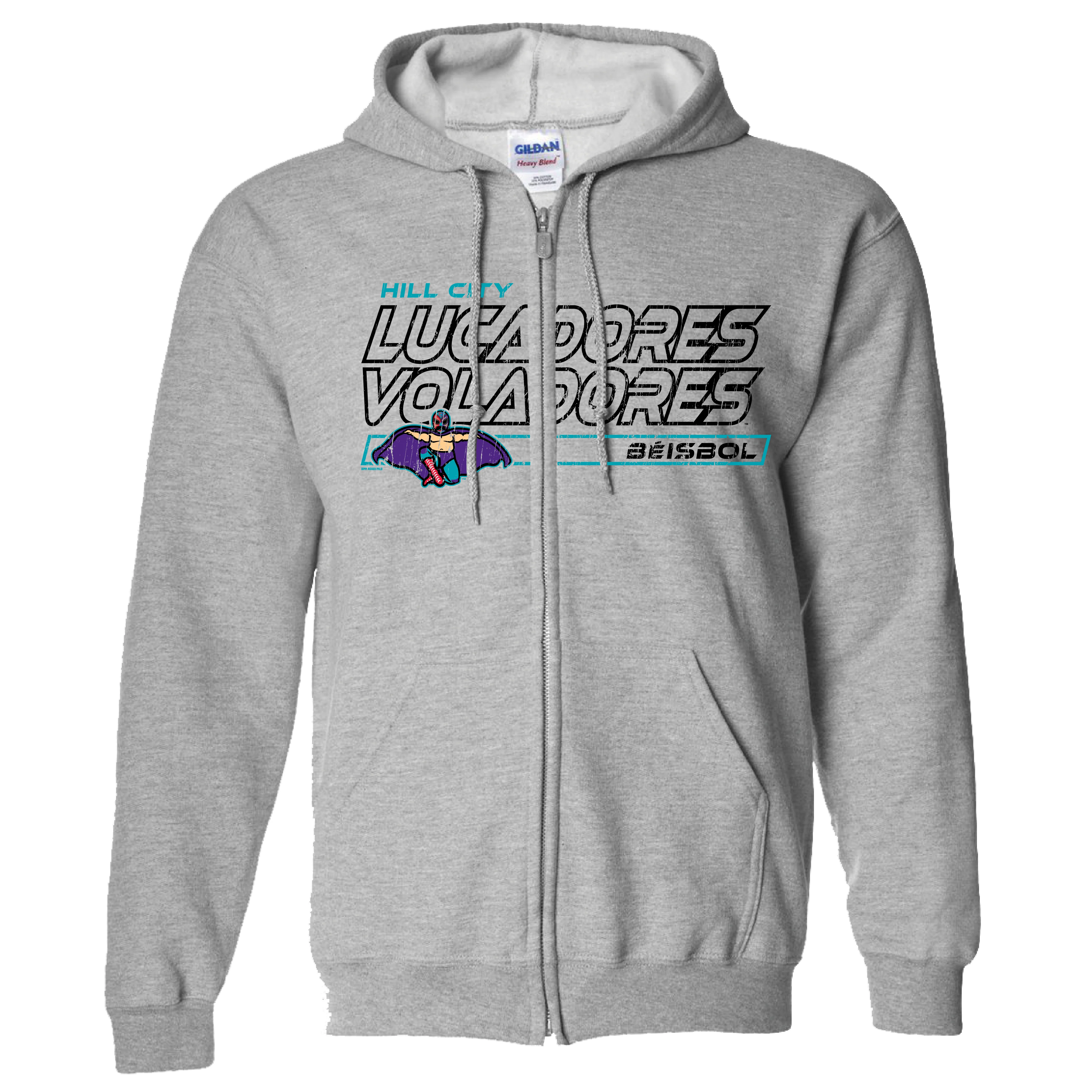 Hill City Howlers Luchadores Grey Full Zip Hoodie