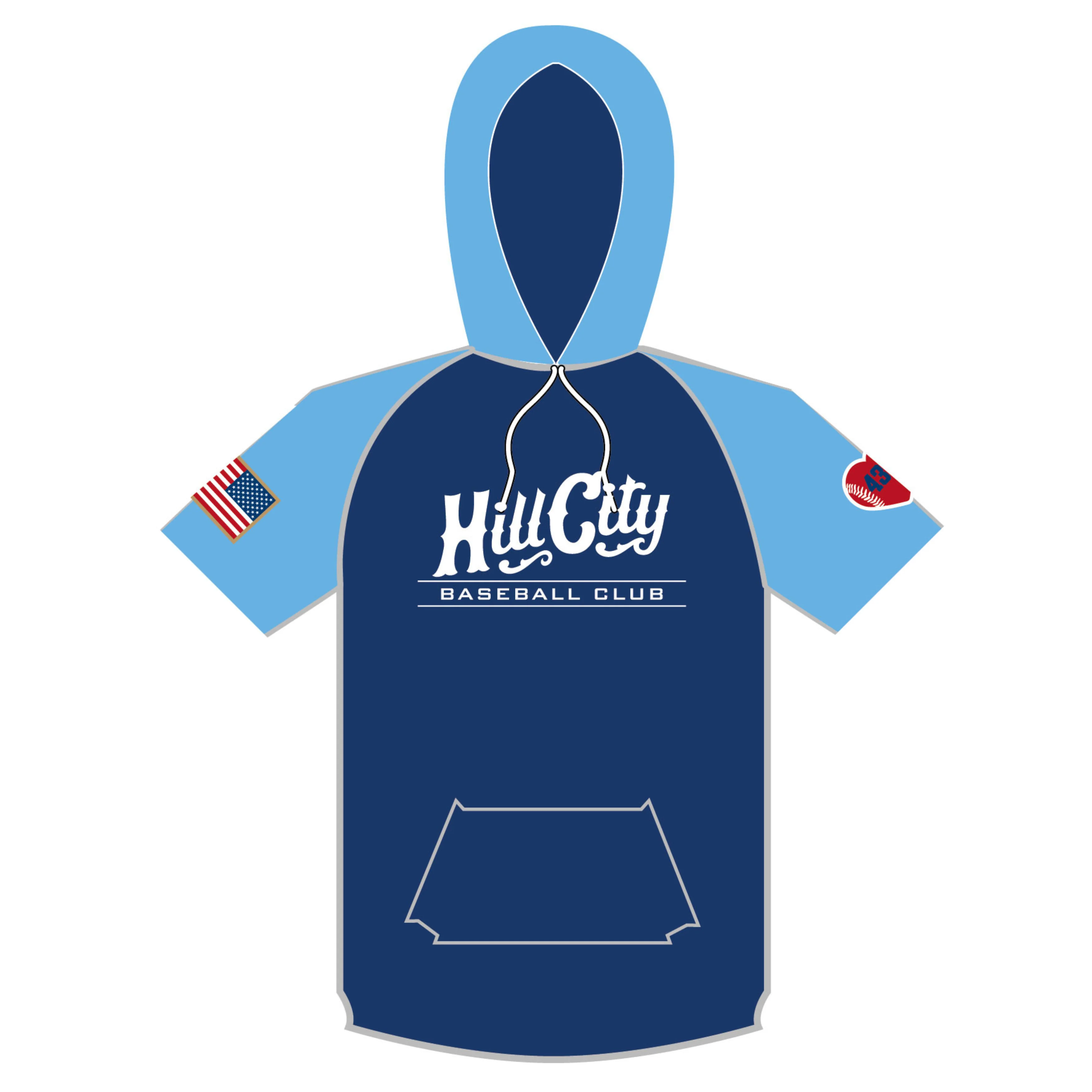 Hill City Howlers Royal Short Sleeve Sublimated Hoodie