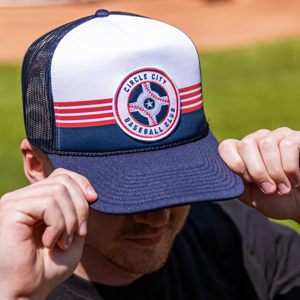 Indianapolis Indians '47 Adult Navy Circle City Liftoff Foam Adjustable Trucker Snapback Cap - Image 4