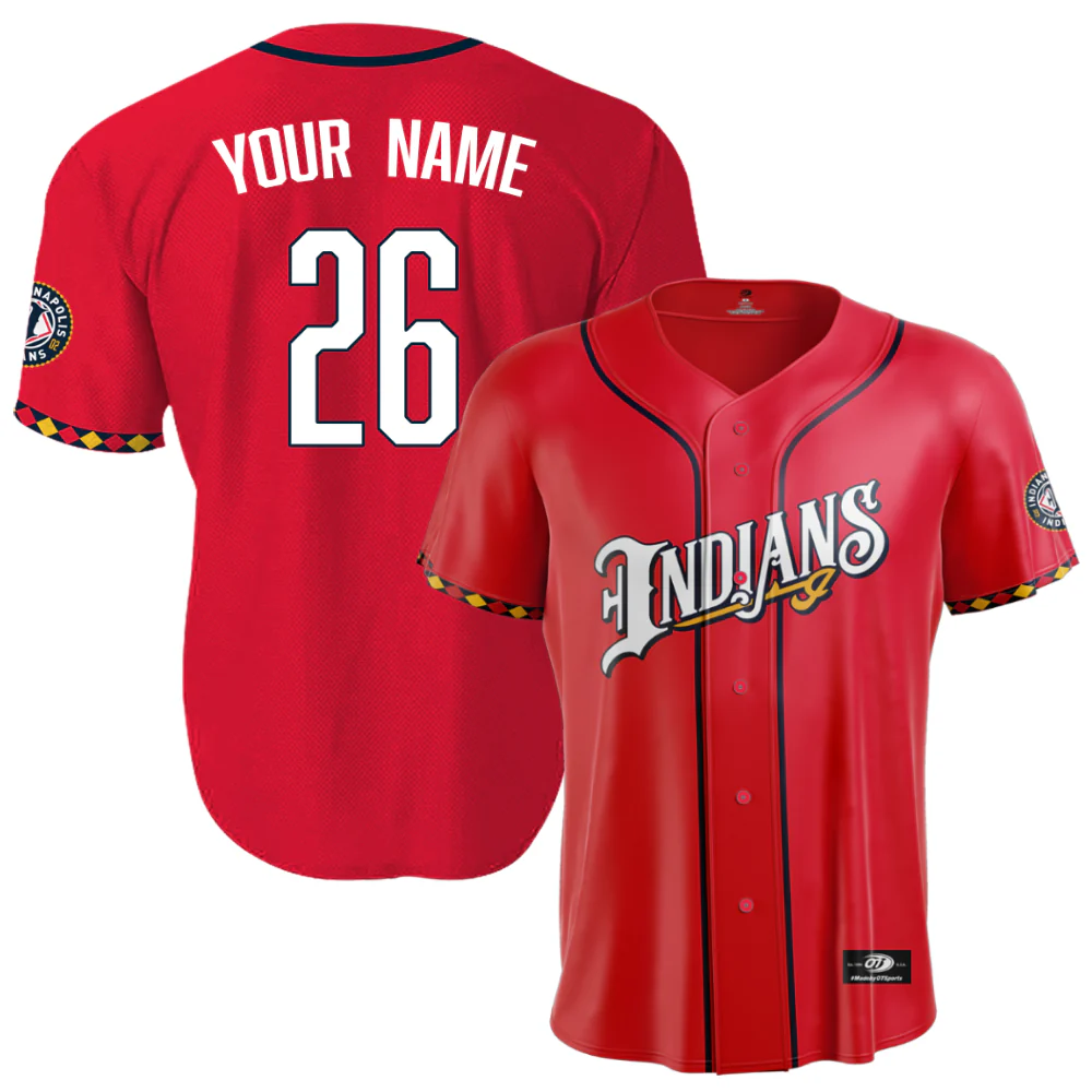 Indianapolis Indians Adult Customizable Red Alternate Replica Jersey