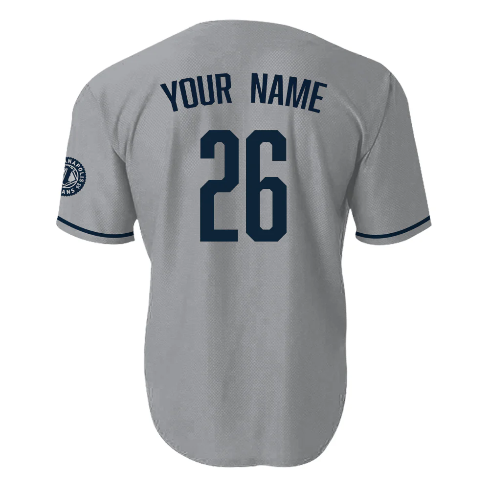 Indianapolis Indians Adult Customizable Road Grey Replica Jersey - Image 2