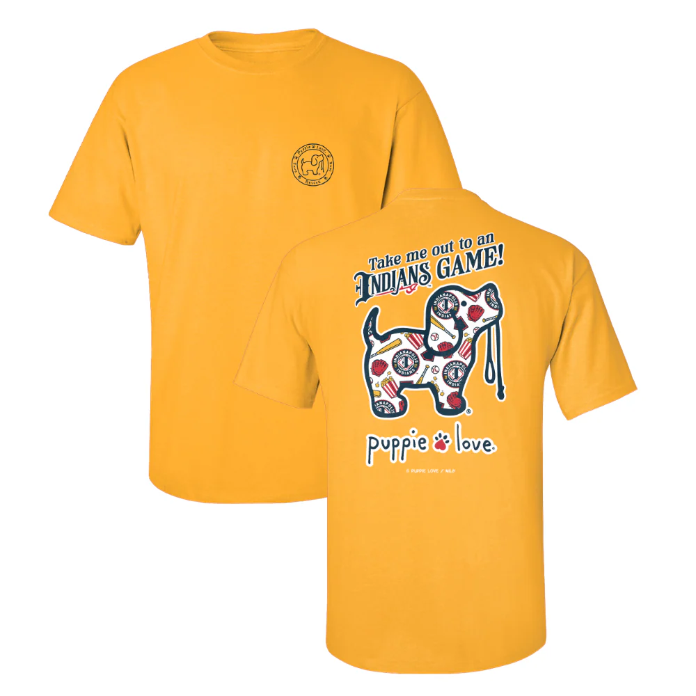 Indianapolis Indians Adult Gold Puppie Love Take Me Out Tee