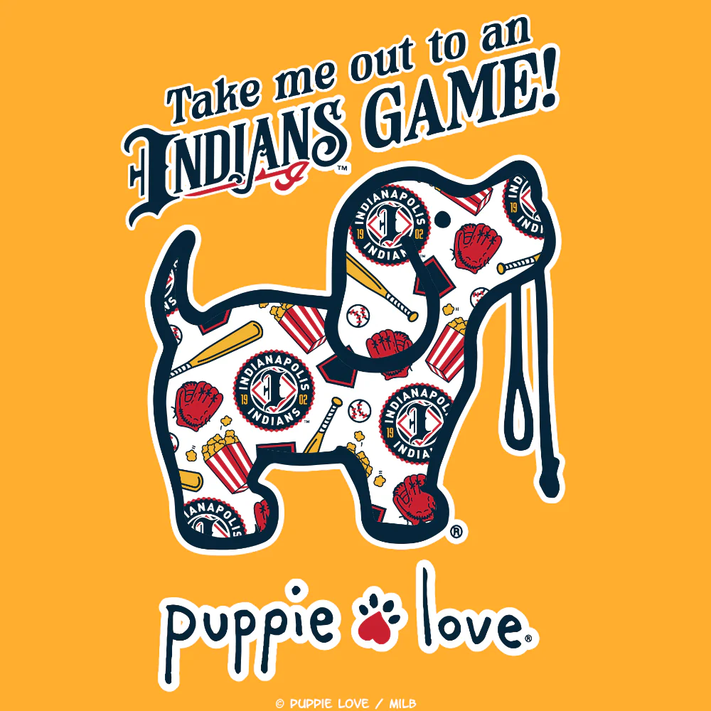 Indianapolis Indians Adult Gold Puppie Love Take Me Out Tee - Image 2
