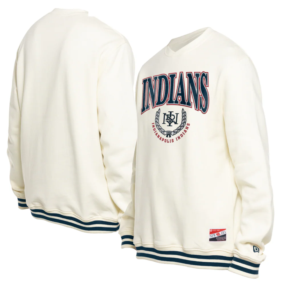 Indianapolis Indians Adult New Era White Vintage INDY Crewneck Sweatshirt