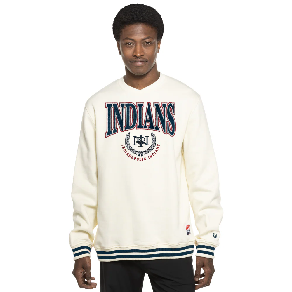 Indianapolis Indians Adult New Era White Vintage INDY Crewneck Sweatshirt - Image 4