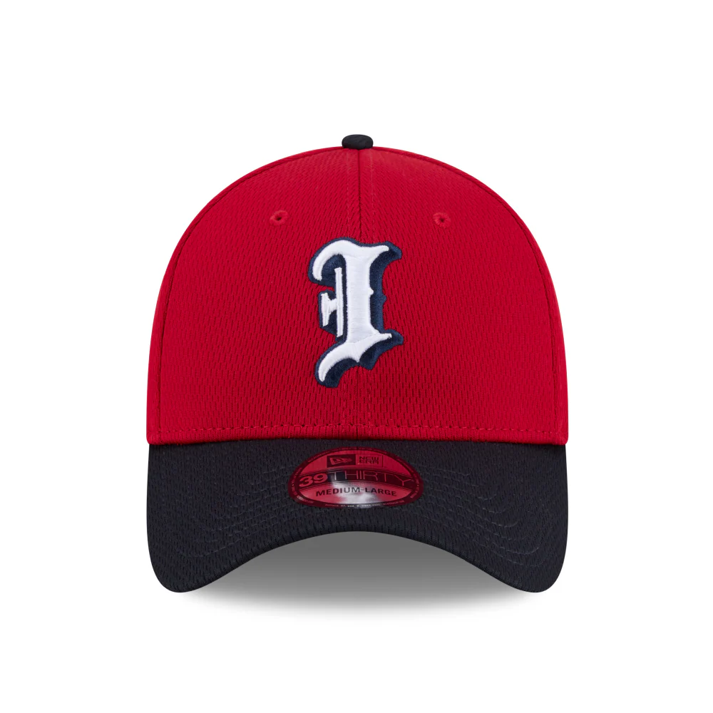 Indianapolis Indians Adult Red/Navy Batting Practice New Era Player Replica 39THIRTY Stretch-Fit Cap - Image 2