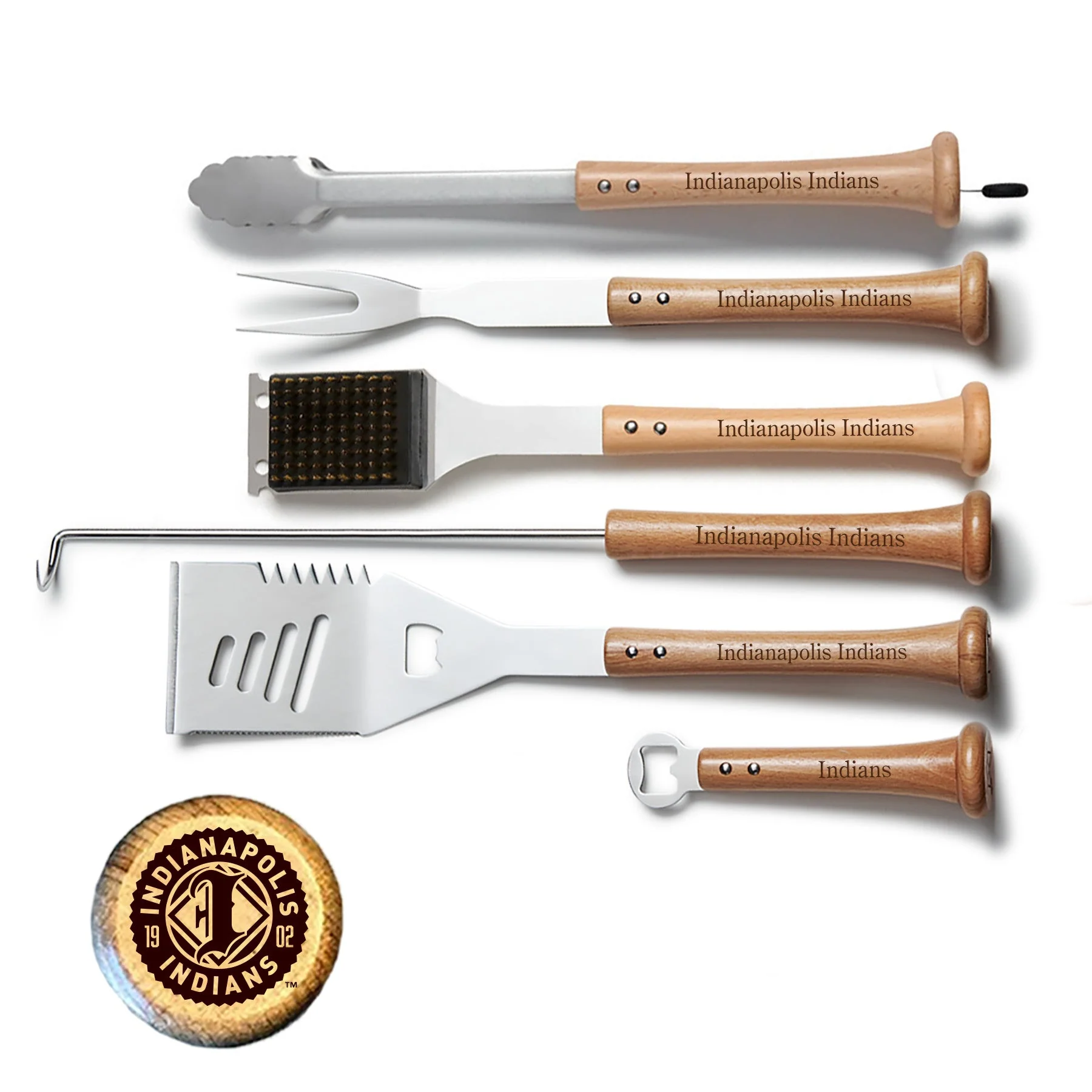 Indianapolis Indians Baseball BBQ 6-Piece Grilling Tools Set