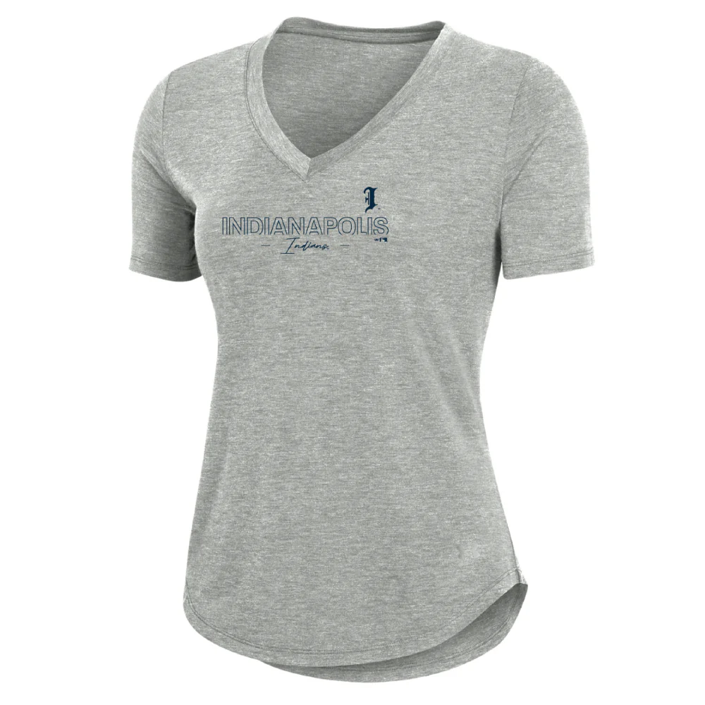 Indianapolis Indians Women's Grey Road Logo Under Armour Performance V-Neck Cotton Tee