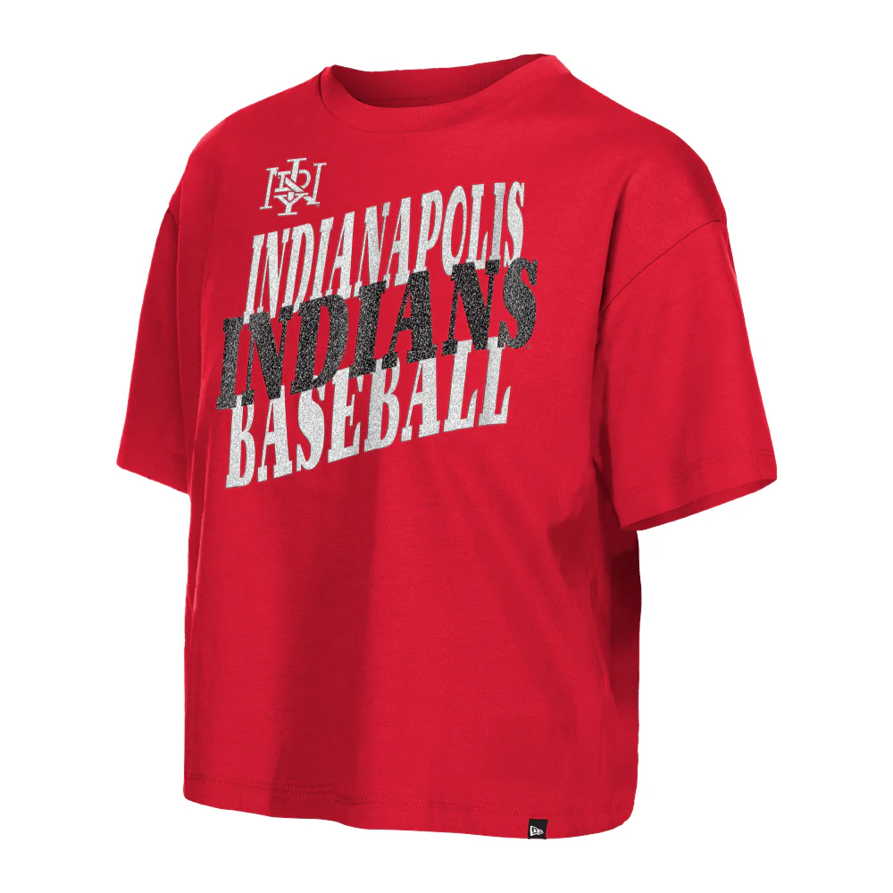 Indianapolis Indians Women's New Era Red Stacked Boxy Tee - Image 2