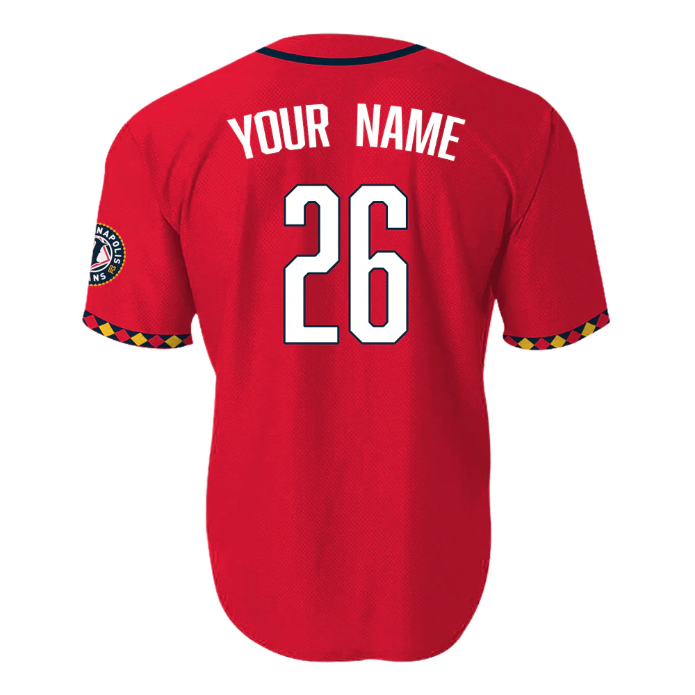 Indianapolis Indians Youth Customizable Red Alternate Replica Jersey - Image 2