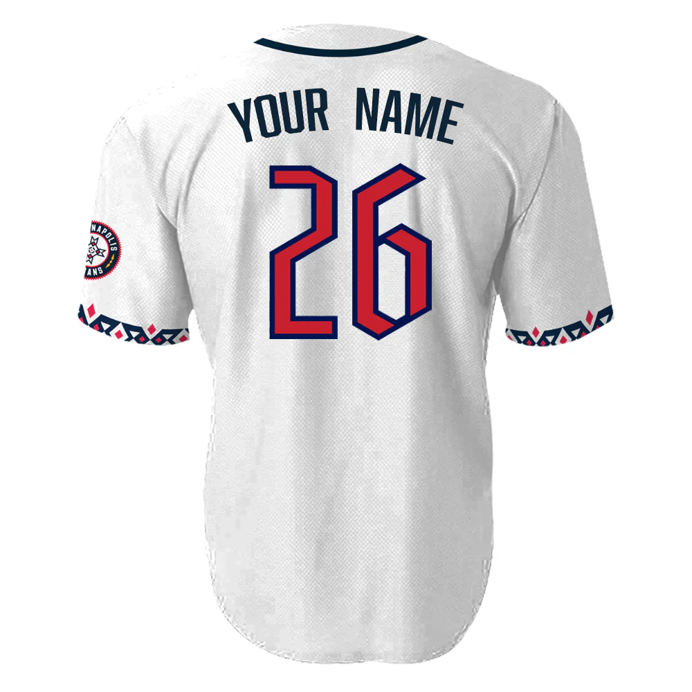 Indianapolis Indians Youth Customizable White Native American Heritage Replica Jersey - Image 2