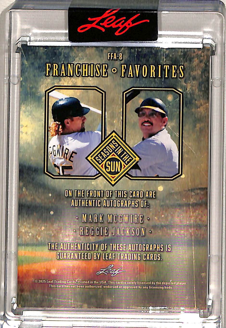 Jackson McGwire 2025 Leaf Seasons in the Sun Franchise Favorites Auto /4 #FFA-8 - Image 2