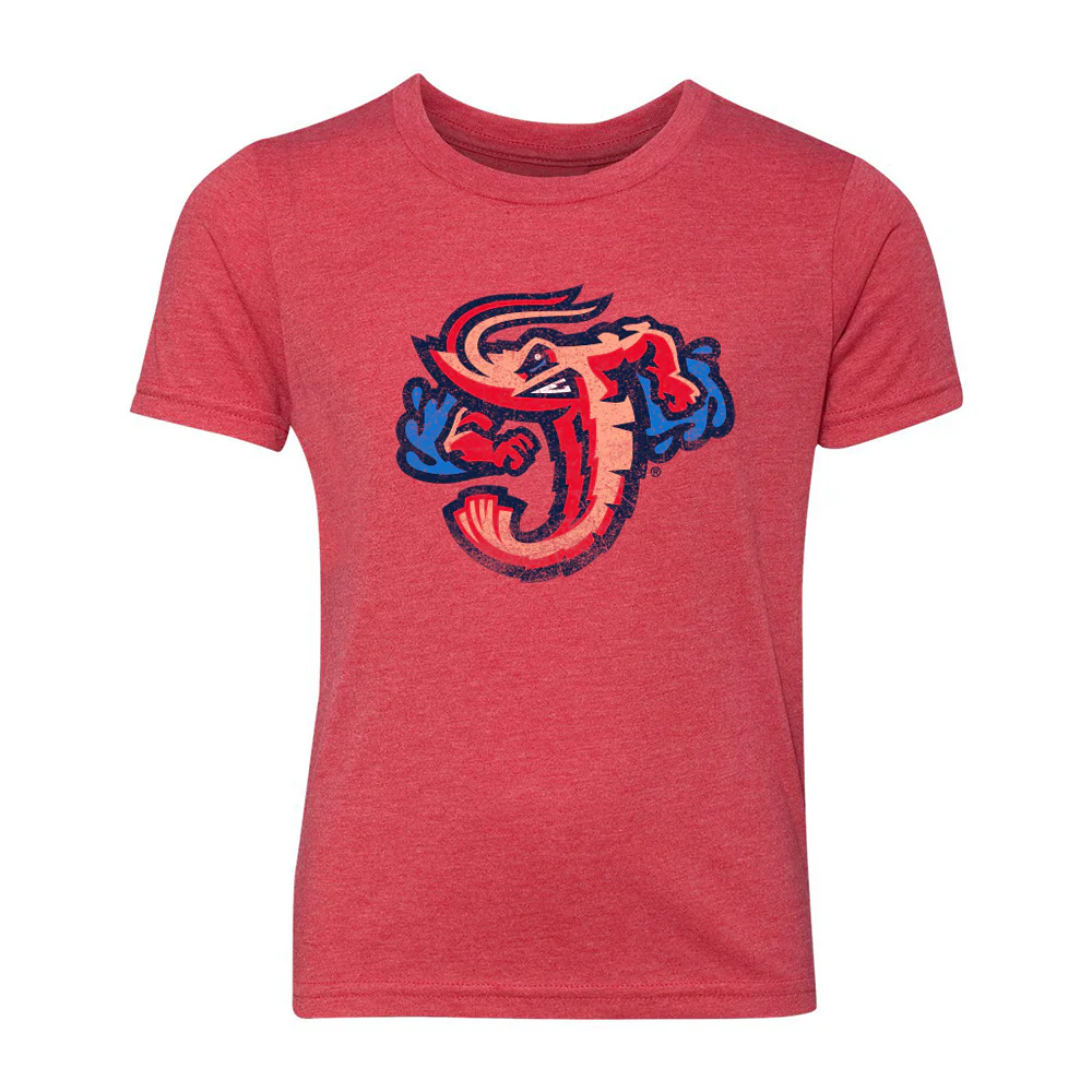 Jacksonville Jumbo Shrimp 108 Stitches Youth Red Vintage Tee