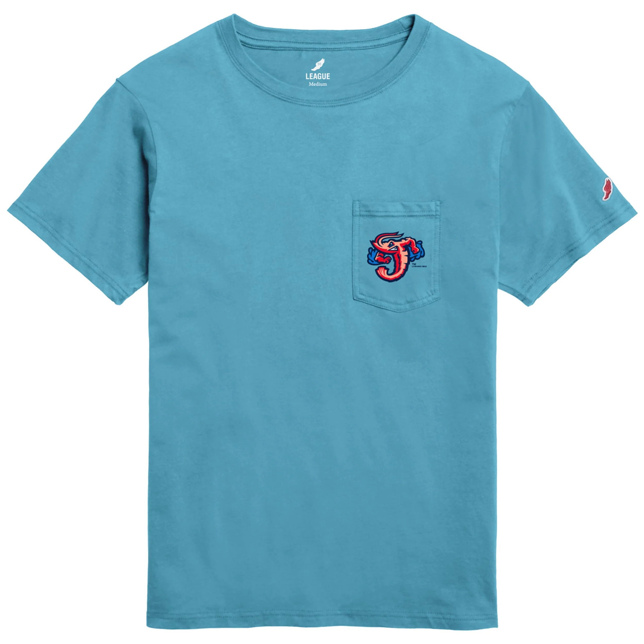 Jacksonville Jumbo Shrimp League Baja Blue All-American Pocket Tee