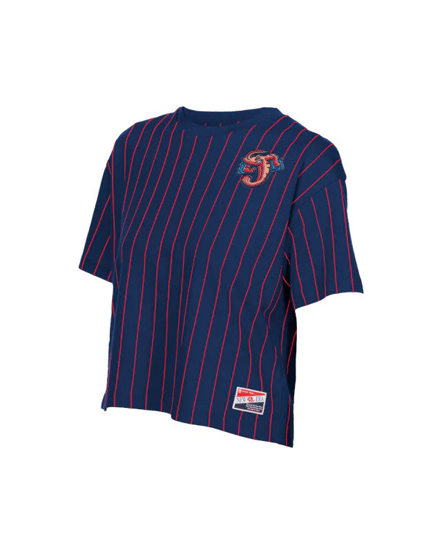 Jacksonville Jumbo Shrimp New Era Women's Pinstripe Crop Tee