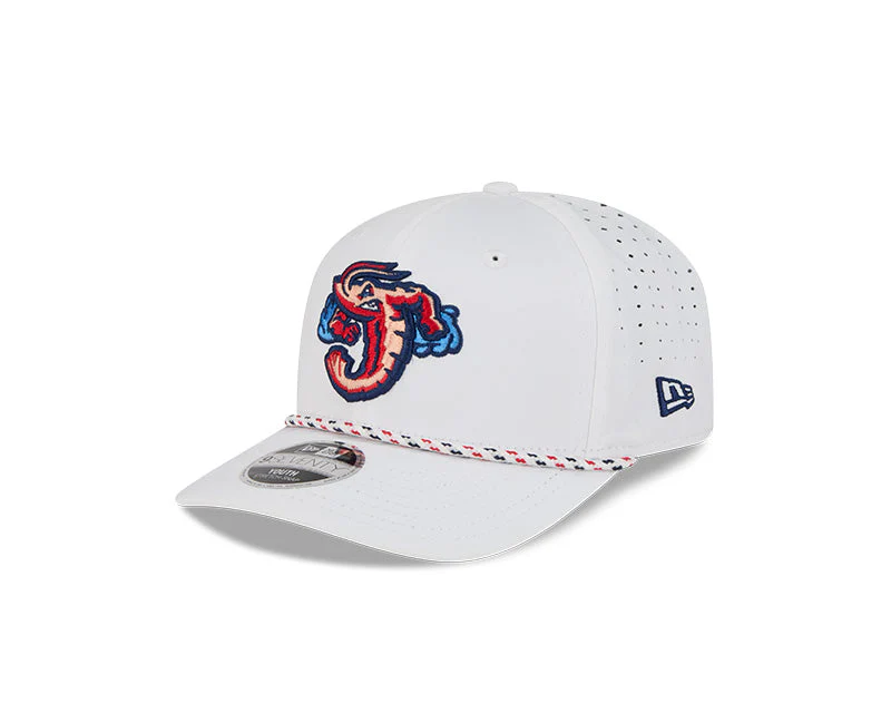 Jacksonville Jumbo Shrimp New Era Youth White Multi Rope Sport 9Seventy