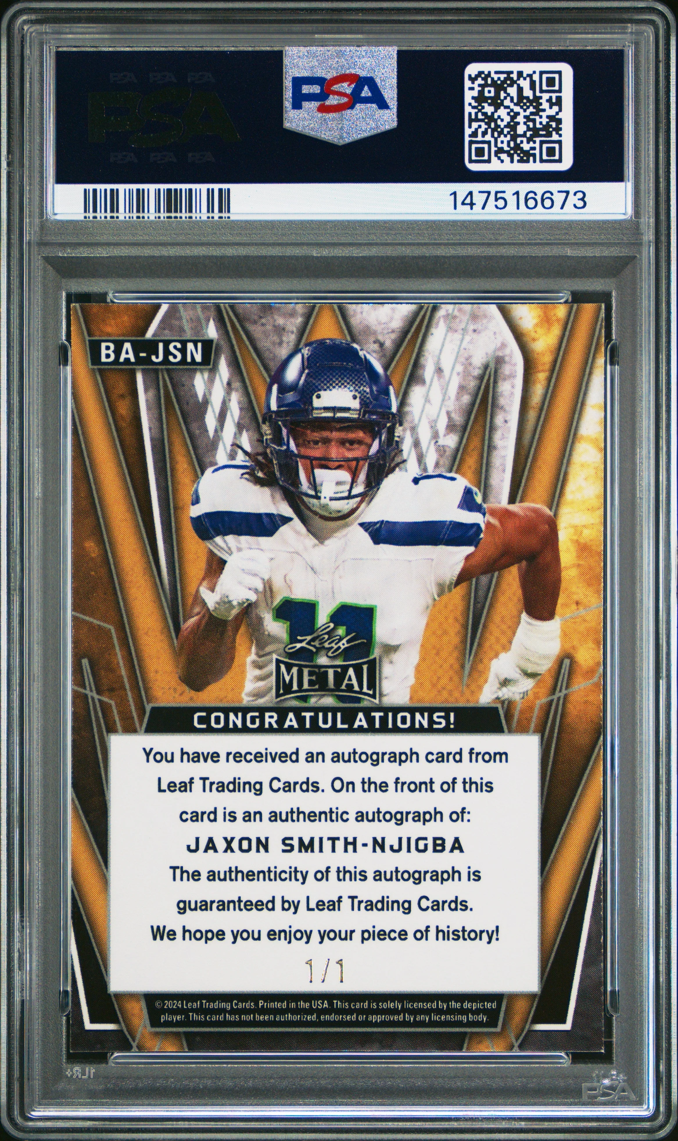 Jaxon Smith-Njigba 2024 Leaf Metal Autographs #BA - Image 2