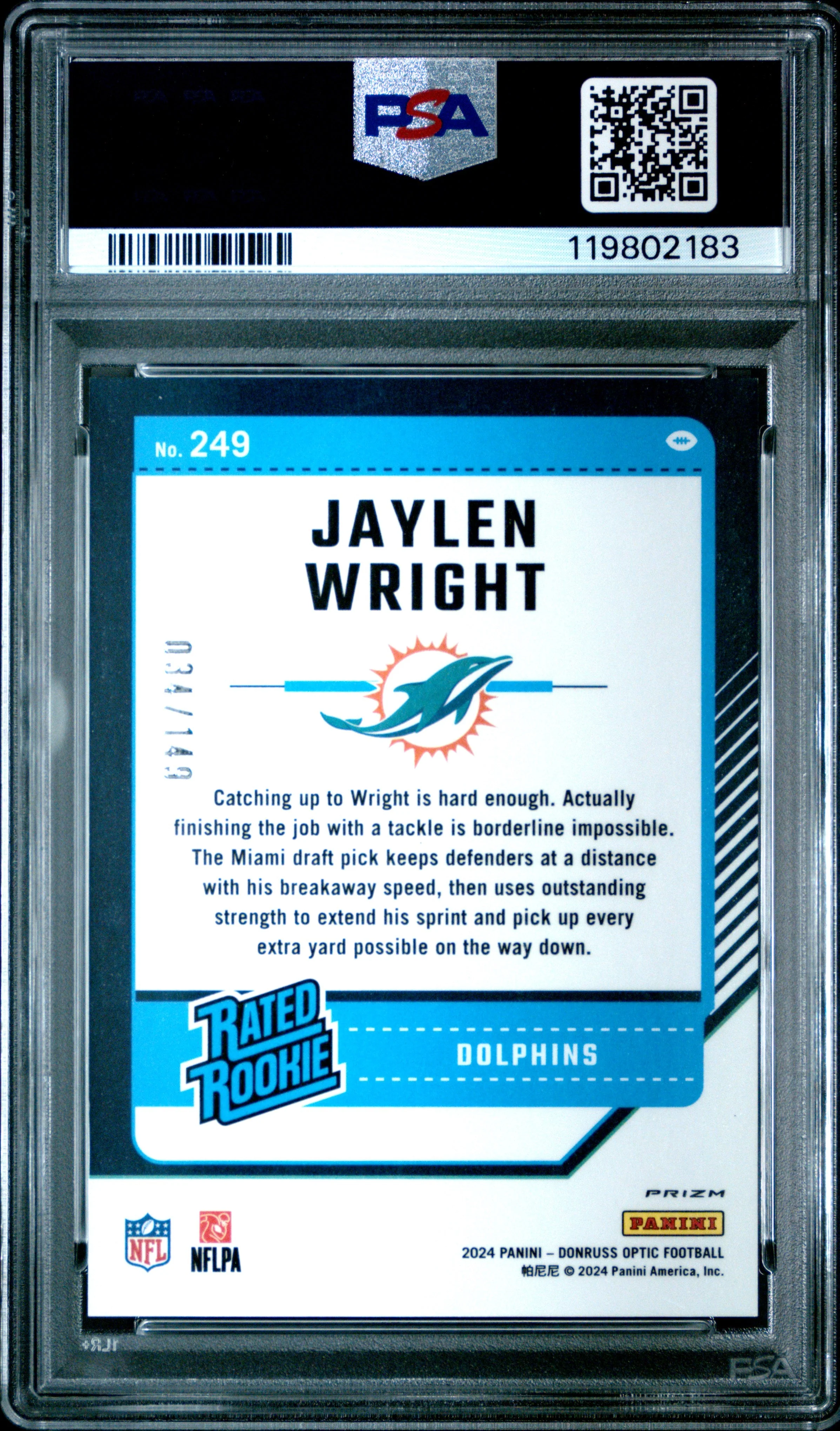 Jaylen Wright 2024 Panini Donruss Optic #249 Flex - Image 2